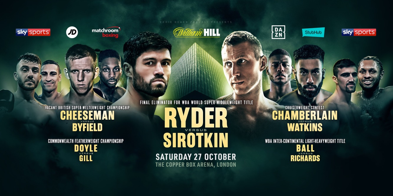 John Ryder vs Andrey Sirotkin Tops Highly Competitive Matchroom Card on October 27th
