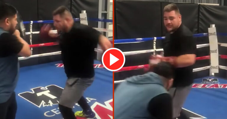 Andy Ruiz Accidentally Catches Trainer With Massive Left Hook