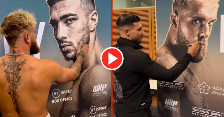 Jake Paul Trolls Tommy Fury Prompting Brit To Draw Penis On Poster