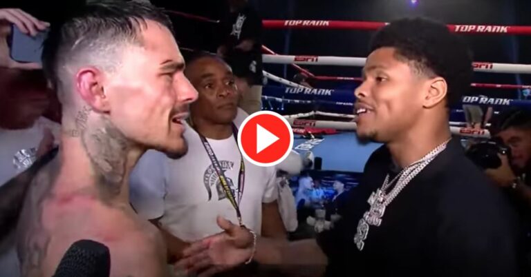 “I’ll Beat The S**t Out You”: Shakur Stevenson Confronts George Kambosos Ringside