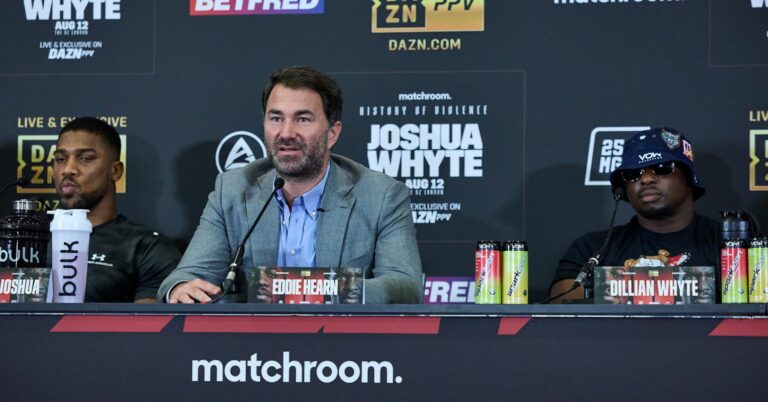 Eddie Hearn Reacts To Anthony Joshua-Dillian Whyte Cancellation