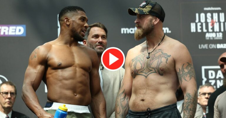 Anthony Joshua Squares Up To Helenius At Weigh-In: “Have You Got A Problem With Me?”