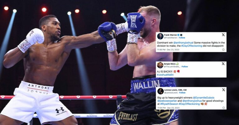 Boxing World Reacts To Anthony Joshua’s ‘Dominant’ KO Of Wallin: “I’m Eating My Words”